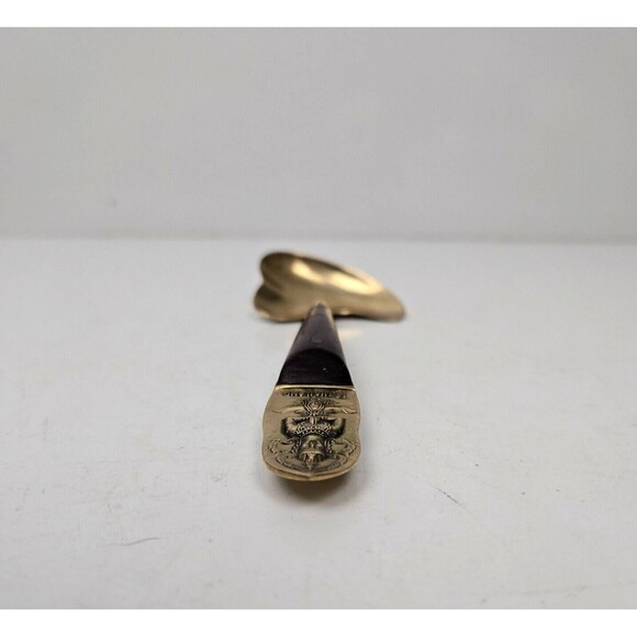 Vintage Condiment Sugar Spoon Buddha Bronze Brass Rosewood Siam Thailand 5.5” - Picture 7 of 7